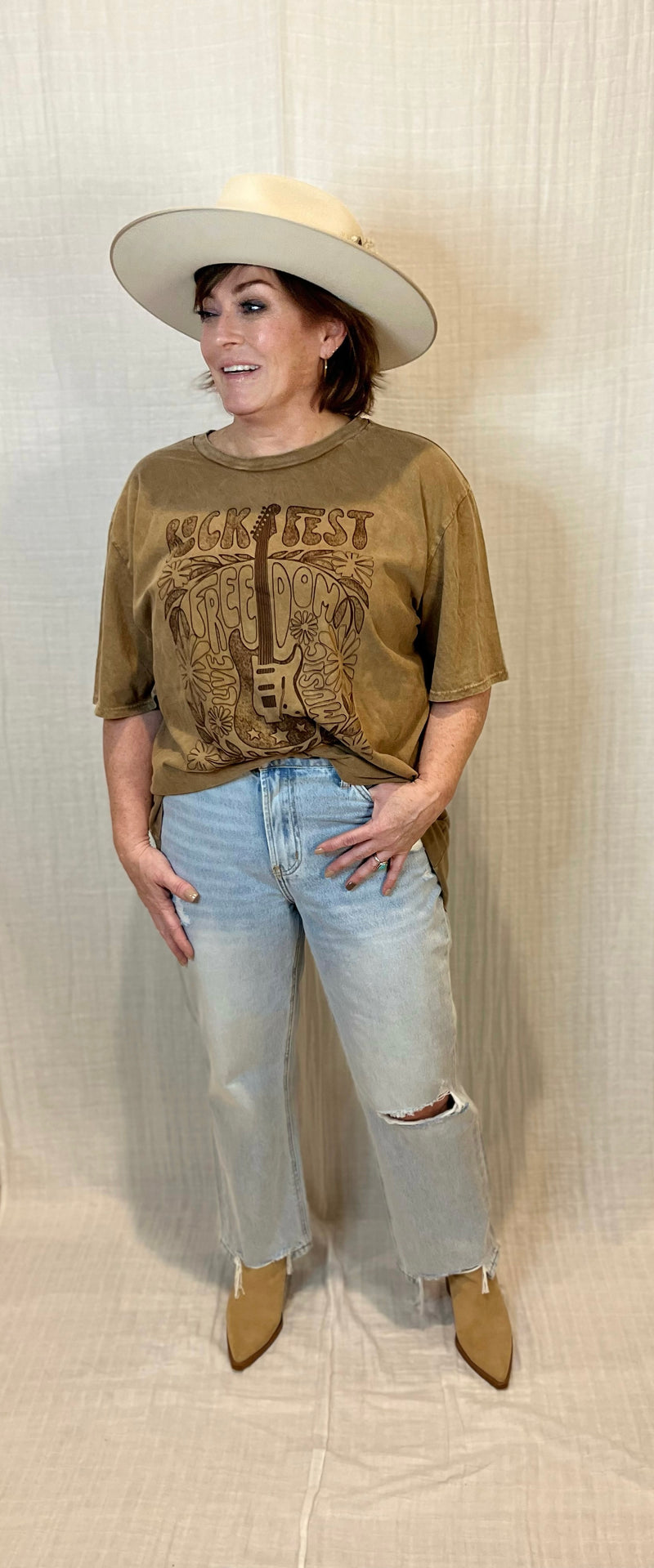 Kathy Rock Fest Freedom Vintage Tee | TAUPE