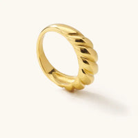 Gold Croissant Ring- Stainless Steel