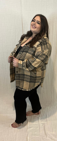 Ashleigh Plaid Woven Jacket | BEIGE