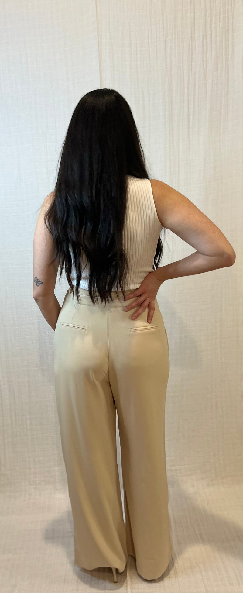 Kian Wide Leg Trouser | BEIGE