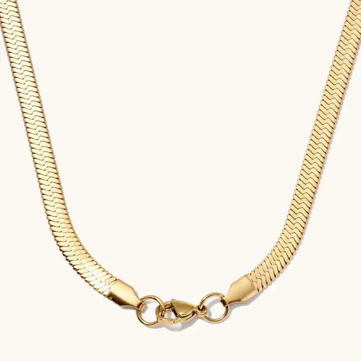 Gold Herringbone Necklaces- Stainless Steel