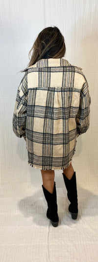 Ashleigh Plaid Woven Jacket | BEIGE