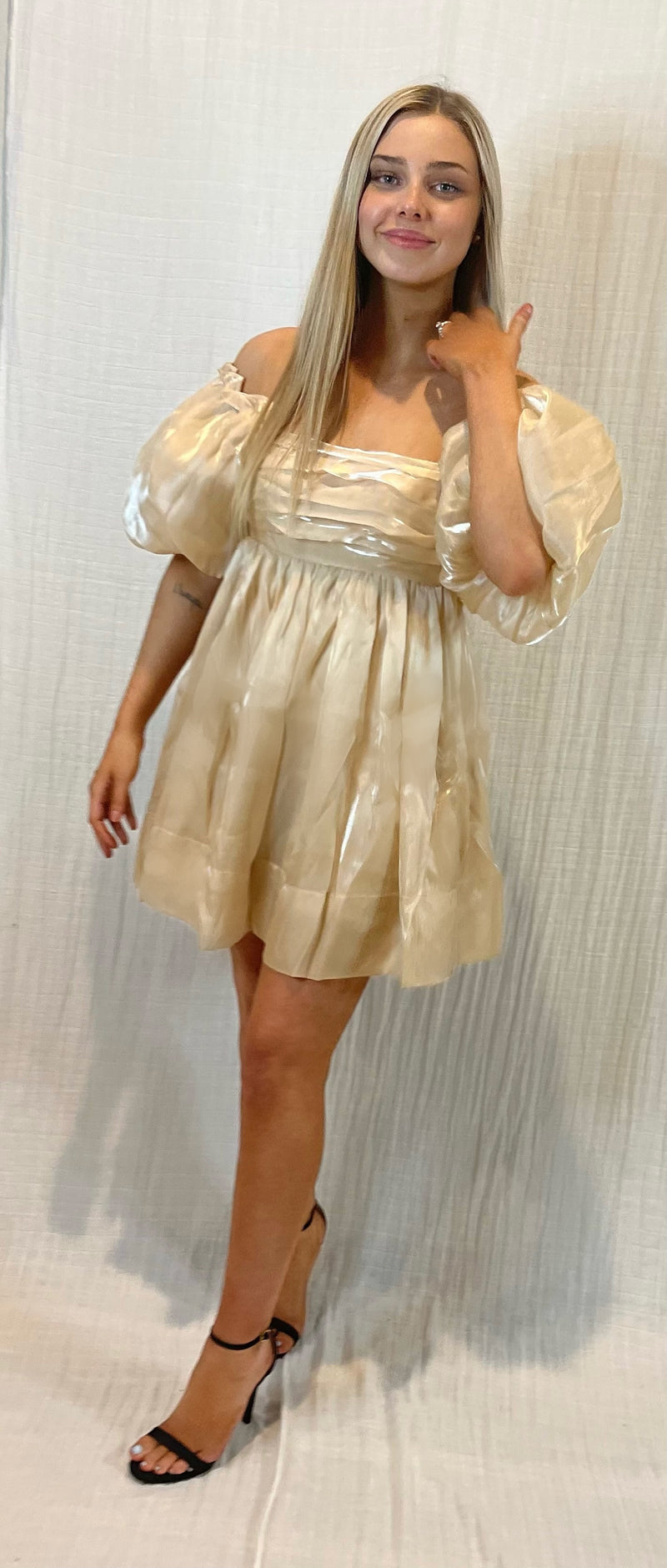 Vada Pleated Babydoll Dress | TAUPE