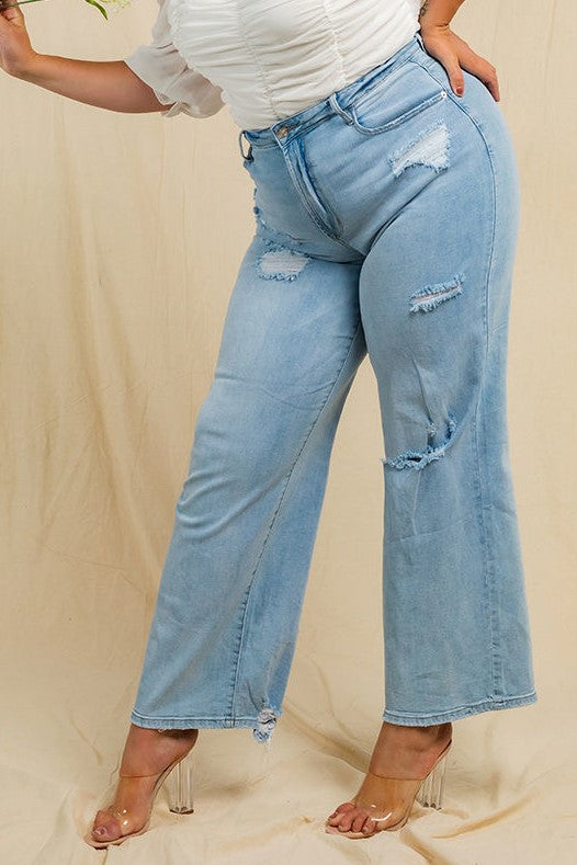 Jess Distressed High Rise Jeans