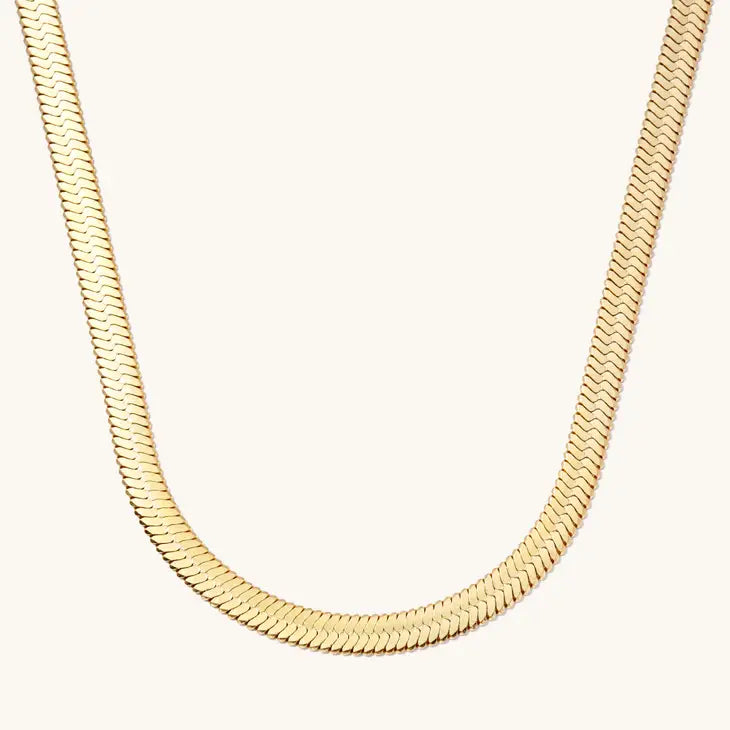 Gold Herringbone Necklaces- Stainless Steel